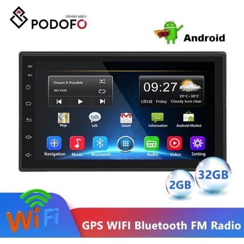 Podofo Android 2Din 2.5D Car Multimedia MP5 Player Radio GPS Wifi Autoradio 7" Bluetooth MirrorLink Cassette Recorder Stereo