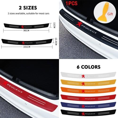 Auto Accessorie 1PCS 3D Carbon Fiber Waterproof Protection Film Car Trunk Guard Plate Car Sticker For Peugeot 206 207 3008 5008