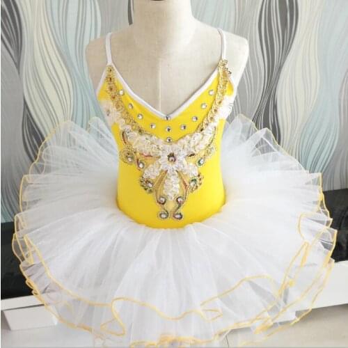 White Swan Lake Ballet Dress For Girls 2019 New Yellow Tutu Children Fluffy Fluorescent Night Club Clothing Dance Costume