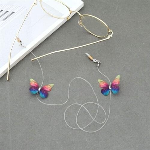 Imixlot Romantic Temperament Butterfly Transparent Glasses Chain for Women Girls Elastic Neck Strap Anti Slip Eyewear Retainer