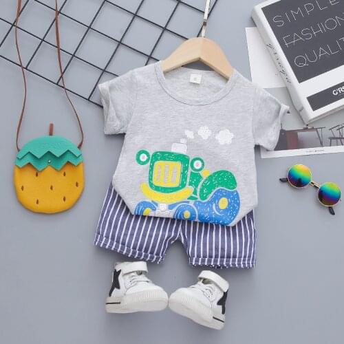 Children Boys Girls Clothes Set Baby Fashion Infant Cotton Clothing Set Kids New Cartoon T-hirt+ Shorts 2PCS Suit Summer Set