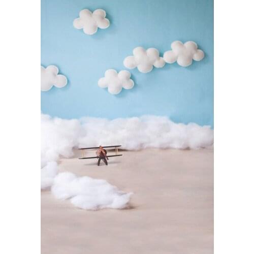 Newborn Photography Backdrops Cartoon White Clouds Blue Sky Backgrounds for Photo Studio Children and Kid Baby Shower Customized