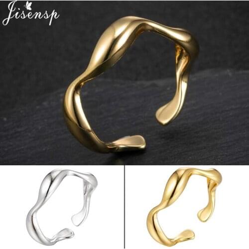 Jisensp 2021 New Fashion Gold and Silver Color Wave Ring Wedding Ring for Women Jewelry Accessories Engagement Ring Party Gifts