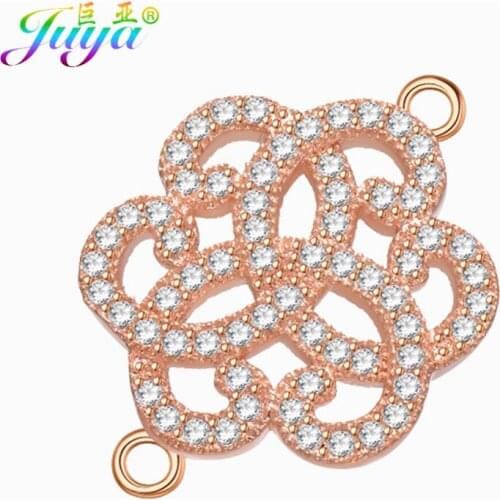 Juya Women Fashion Jewelry Material Supplies Rose Flower Connector Charms Accessories For DIY Earrings Bracelets Making