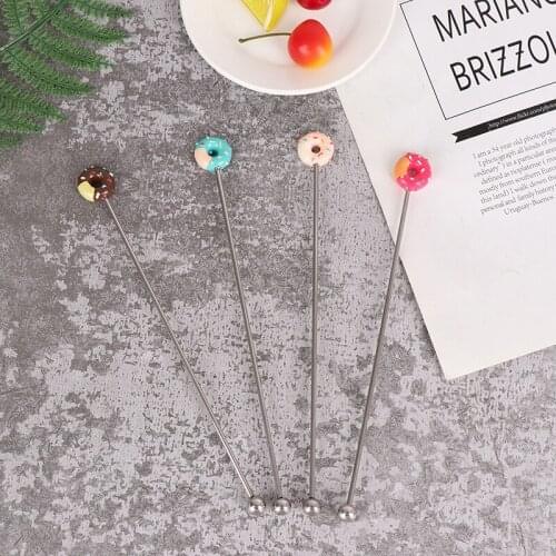 Classic Cute Stainless Steel Swizzle Stick Donut Shape Round Head Mixing Cocktail Coffee Stirrers Wine Drink Bar Accessories