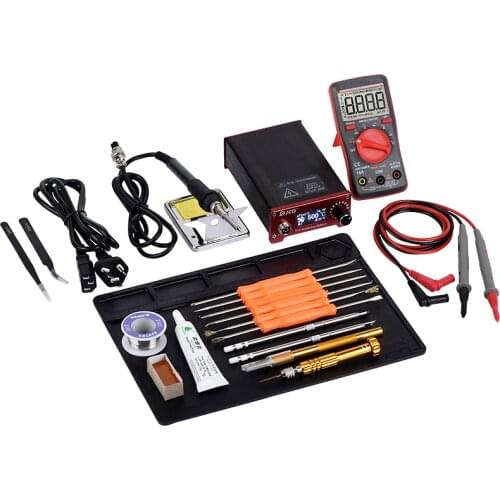 QHTITEC T12 Electric Soldering Iron Kits Digital Display Soldering Station Temperature Controller Vibration Switch Welding Tips