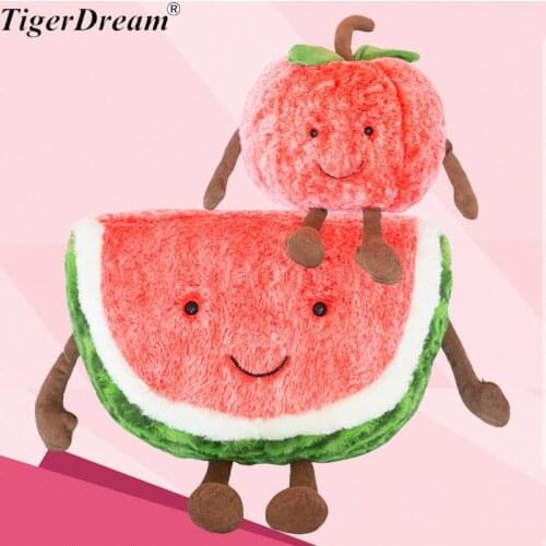 Creative Soft Watermelon Cherry Sleeping Pillows PP Cotton Stuffed Fruit Cushions Childrens Room Decoration Toys 2 Style