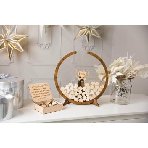 Circular Guest Book Transparent Circle Wood Color Border Wedding Guest Book Delivery Box For Guest Book Wedding Sign In