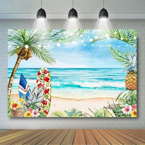 Summer Beach Photography Backdrop Baby Kids Portrait Background Hawaii Birthday Baby Shower Party Decoration Banner