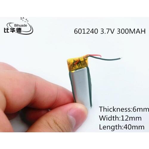 Li-po Polymer battery 300 mah 3.7V 601240 smart home MP3 speakers Li-ion battery for dvr,GPS,mp3,mp4,cell phone,speak