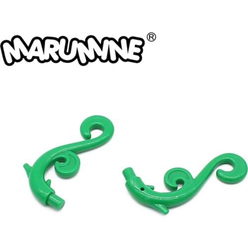 MARUMINE MOC Bricks Plant Stem Curved with 2 Thorns and 2 Swirls 30PCS Compatible with 28870 Building Blocks Accessories Part