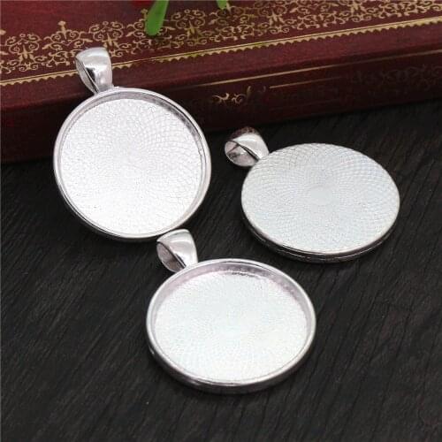 New Fashion 10pcs 25mm Inner Size Silver Plated Classic Style Cabochon Base Setting Charms Pendant (A5-07)