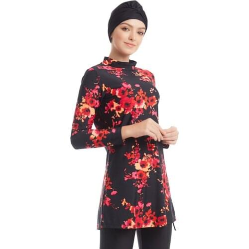 Newest Muslim Swimwear Female Print 3 piece Modest Women Islamic Burkinis Hijab Swimsuit High Quality Bathing Wear