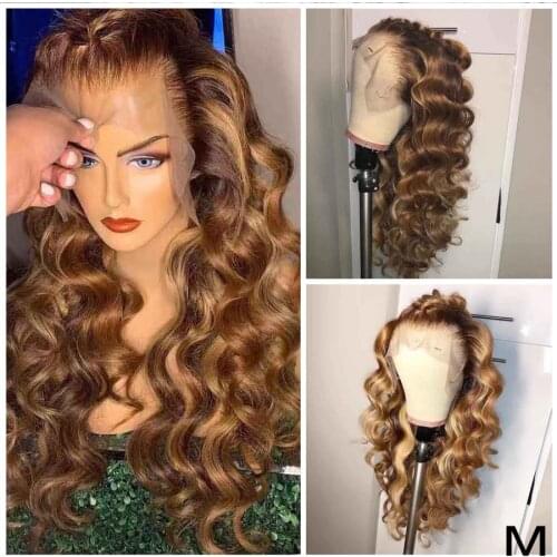 PAFF 13x4 Body Wave Honey Blonde Ombre Lace Front Wig Pre plucked Remy Brazilian Colored 180% Human Real Hair Wigs For Women