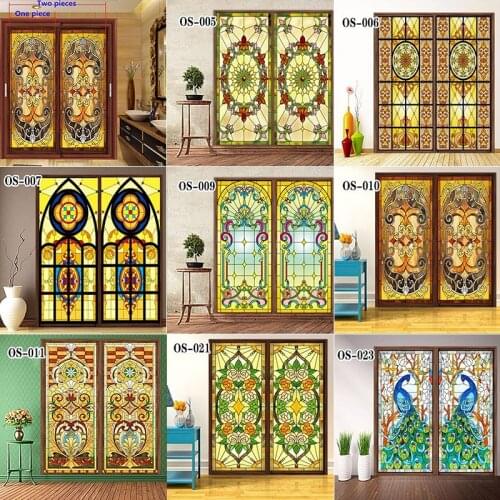 European Style Window Film Church Art Frosted Glass Film Stained Window Sticker Static Cling Privacy Foil 40x60cm