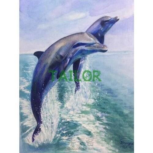 Full square Home Decor Gift Cuadros Cross stitch kit set haft diamentowy animal Mosaic art dolphin fish 122