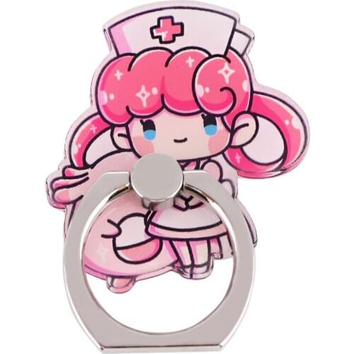 R2346 Nurse Cartoon Fashion Ring Metal Mobile Phone Accessaries Rotating Ring Bracket Lazy Desktop Anti-fall Bracket