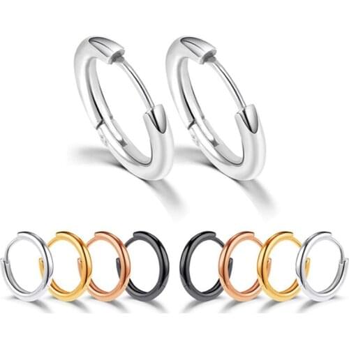 1set 8-20mm Stainless Steel Hoop Earrings for Women Men Gold/Black/Rose gold Circle Ear Ring Earrings Helix Hoop Piercing supply