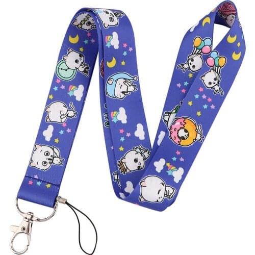Cartoon Animals Cats Lanyard Keys Phone Holder Funny Neck Strap With Keyring ID Card DIY Animal webbings ribbons Hang Rope