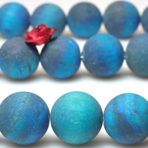 Blue Tigers Eye Matte Round Loose Beads Wholesale Gemstone Semi Precious Stone Bracelet Necklace Diy Jewelry Making Design