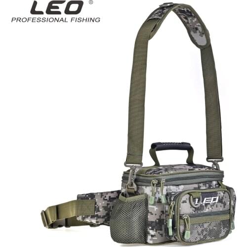 LEO Fishing Bag Portable Outdoor Fishing Tackle Bags Multiple Waist Bag Fanny Pack Waterproof Fishing Gear Storage Shoulder Bag