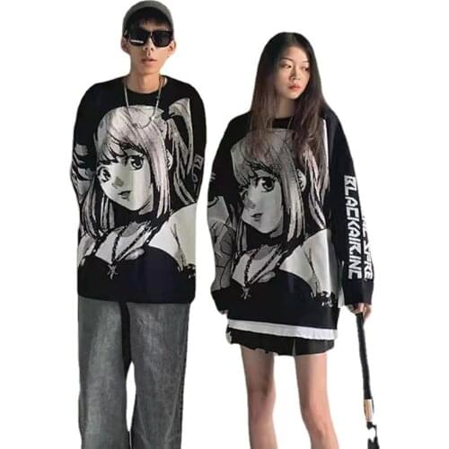Couple Two-dimensional Anime Sweater Men Hip Hop Loose Autumn and Winter New Dark Knit Sweater Women Harajuku Sweater Pullover