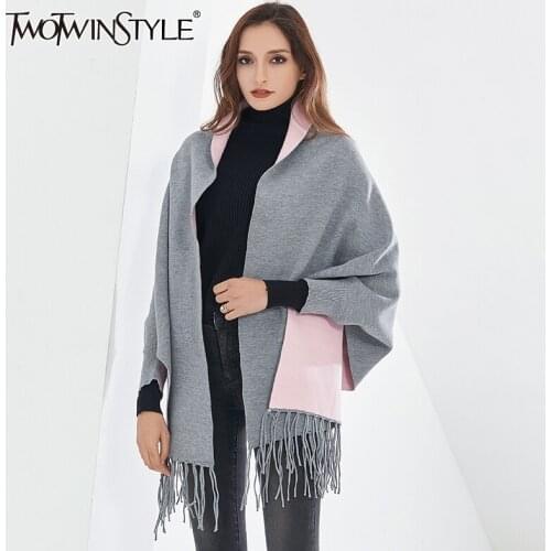 Пончо для женщин TWOTWINSTYLE China At AliExpress