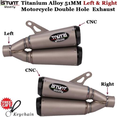 Universal Titanium Alloy 51mm Motorcycle Double Holes Left Right Exhaust Escape Modified Muffler For DUCATI Z900RS BJ500 Z1000
