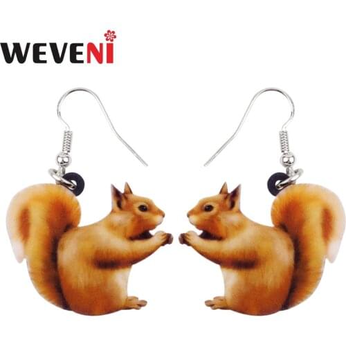 WEVENI Acrylic Lovely Squirrel Earrings Brincos Dangle Drop Anime Animal Jewelry For Women Girls Charms Cute Gifts Wholesale
