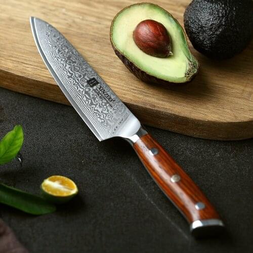 5 inch Utility Knives Japanese VG10 Damascus Steel Kitchen Knife Rosewood Handle Top Selling Fruit Cooking Knives