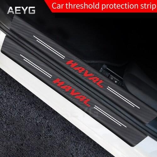 4Pcs Carbon Fiber Car Door Sill Guard Protector Leather Stickers For Great Wall Haval / Hover H1 H2 H6 H7 H4 H9 F5 F7 F9 H2S C50