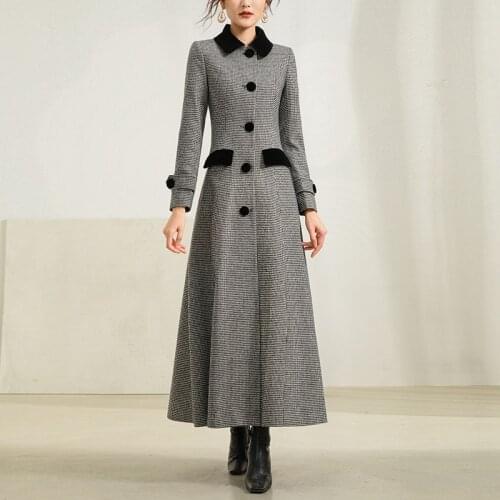 Winter and winter 2020 thicken off season mid long versatile high-end womens checked woolen coat coat