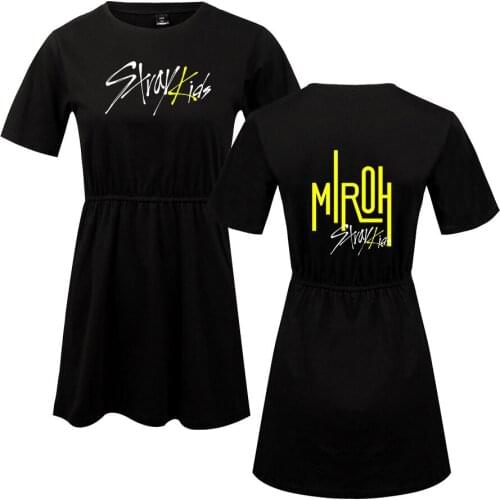 Stray Kids Kpop Dress for Women Fashion Summer Short Sleeve Dresses 2019 New Arrival Hot Sale Casual Trendy Streetwear Clothes