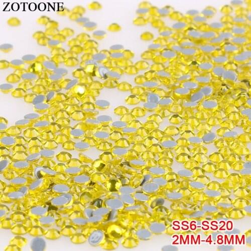 ZOTOONE 1440Pcs Yellow Stones And Crystal Glass Strass Hotfix Rhinestones For Clothes Handicrafts DIY Flat Back Gems Rhinestone