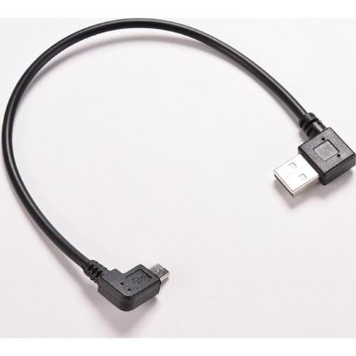 1PC 27cm Right Angle USB 2.0 Male to 90 Degree Left Angle Micro USB 5 Pin Male Cable Cord Adapter Connector Converter