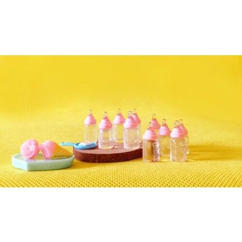 10 milk bottles nursing/miniatures ice cream/cute/fairy garden gnome/moss terrarium decor/bonsai/figurine/doll house decor