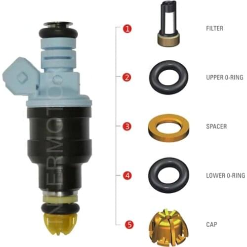 12 Set Fuel Injector Repair Kit for BMW E30 E36 E34 #0280150715 Plastic Cap Spacer Rubber Seal Orings Micro Filter VD-RK-0114