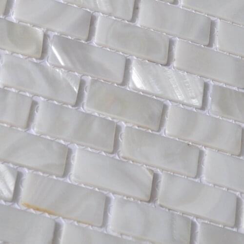 15x30mm subway pattern pure white Chinese freshwater shell mosaic tiles for hallway bathroom shower backsplash home improvement