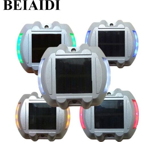 BEIAIDI 5PCS Solar Road Marker Stud Light 6LED Outdoor Solar Security Warning Light Garden Driveway Pathway Backyard Dock Light