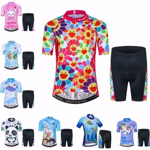 Kids Cycling Set 2019 Bike Jersey Shorts suit Children Road Mountain MTB Bicycle Clothes Boys Maillot Ropa Ciclismo Top bottom