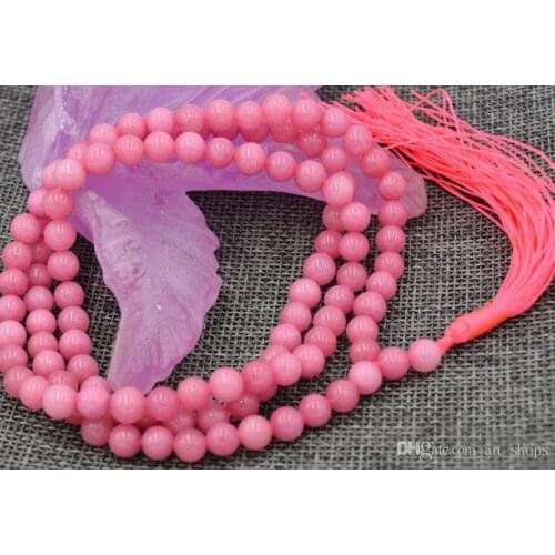 HOT New 6mm stone Buddhist Rhodochrosite 108 Prayer Beads Mala Bracelet Necklace>>> free shipping