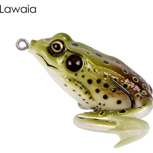Lawaia Fishing Lures Simulated Lei Frog 55mm/16g Water Surface Double Hook Black Fish Road Bait Eyes For Crankbaits Jigging Lure