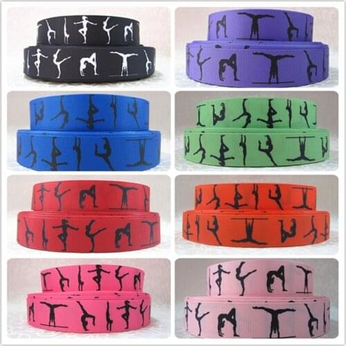 Q&N ribbon 16mm 22mm 25mm 38mm 50mm 75mm Gymnastics Printed Grosgrain Ribbon Webbing 50yards/roll For Hair Tie Free Shipping