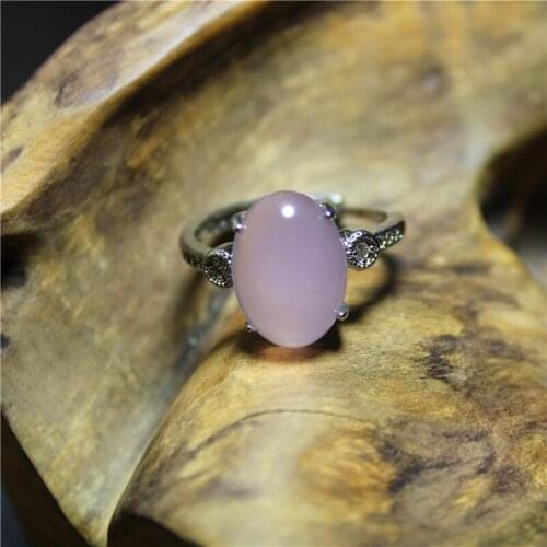 Liemjee Personality Fashion Jewelry Pink Purple Agate Luxury Silver Plated Ring For Women Feature Concise Namour Charm Gift