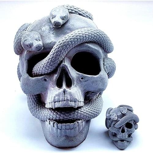 New Snake Skull Candle Silicone Mold Saints' Day Terrorist Gag Gift Baking Soap Chocolate Cake Mould Art Home Decoration Tool