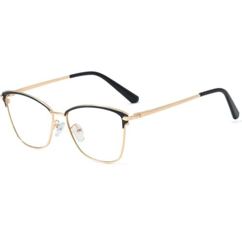 Veshion Anti Blue Light Glasses Metal Gold Clear Lens Accessories Female Cat Eye Optical Glasses Frame Women Semi-rimless