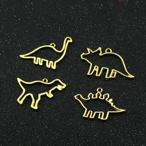 10pcs small dinosaurs Bezel Metal Frame Pendant Gold Charm Bezel Setting Cabochon Setting UV Resin Charm