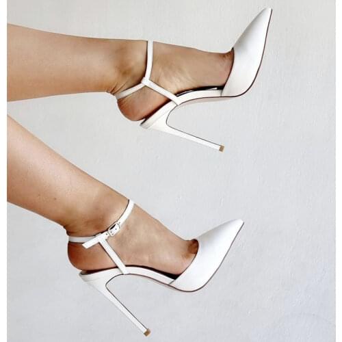 Sexy Lady Casual Designer women shoes white patent leather pointy toe stiletto stripper Shallow High heels sandals large size 44