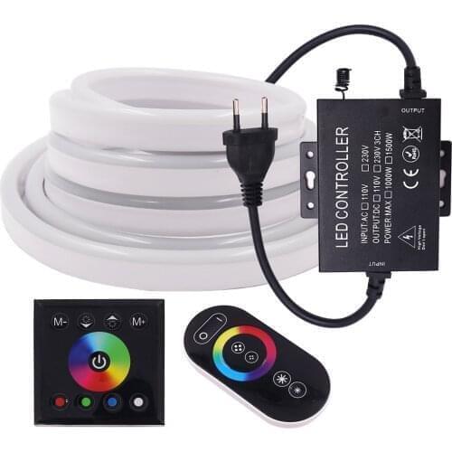 RGB Neon Light 220V EU Wall Touch Dual Control Flexible WiFi LED Tape Waterproof RGB Neon Sign Neon Tube String for Decoration