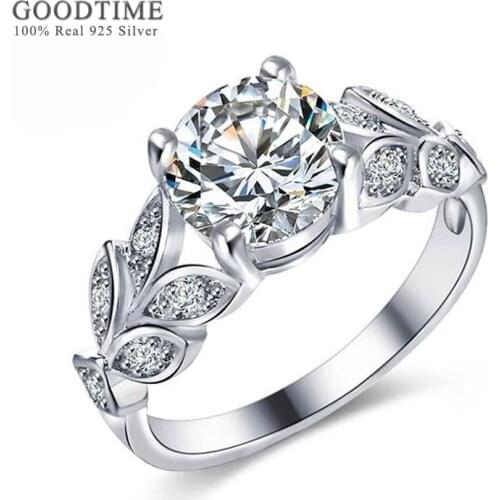 Luxury Women Ring Pure 100% 925 Sterling Silver Zircon Flower Engagement Ring Jewelry Accessories Gift For Bride Wedding Party